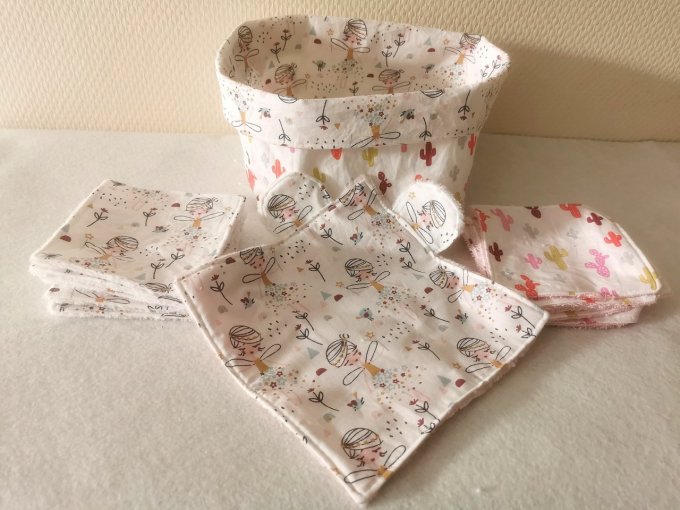 Coffret panière/10 lingettes/doudou plat